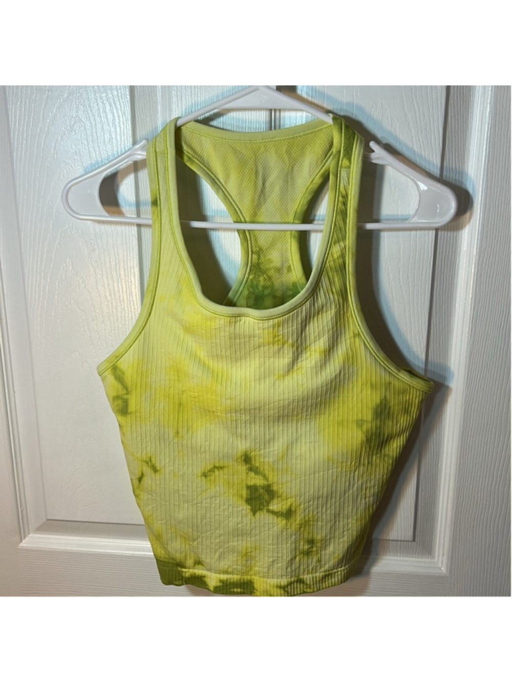 Lululemon Ebb to Street cropped Racer back tank top marble tie dye wasabi sz 12 - Picture 4 of 8